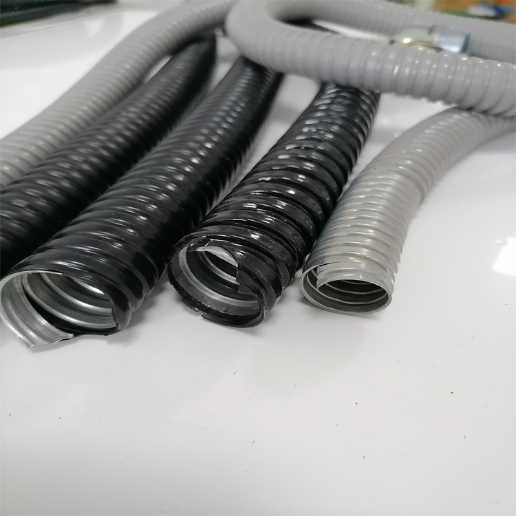 定南县穿线用p3型镀锌金属软管dn16可挠性包塑蛇皮管阻燃灰色