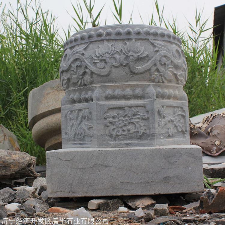 人工雕花石墩子 古建寺庙石头柱顶石 石柱墩 仿古柱墩
