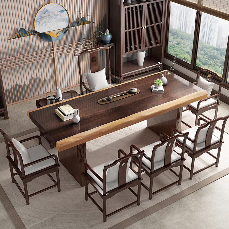 新中式实木茶桌椅组合功夫茶几茶桌椅子客厅茶桌大板1