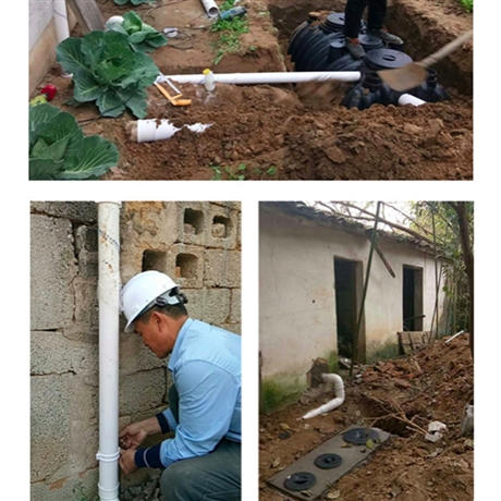 徽州整村建设塑料化粪池管道三格式塑料化粪池接管图