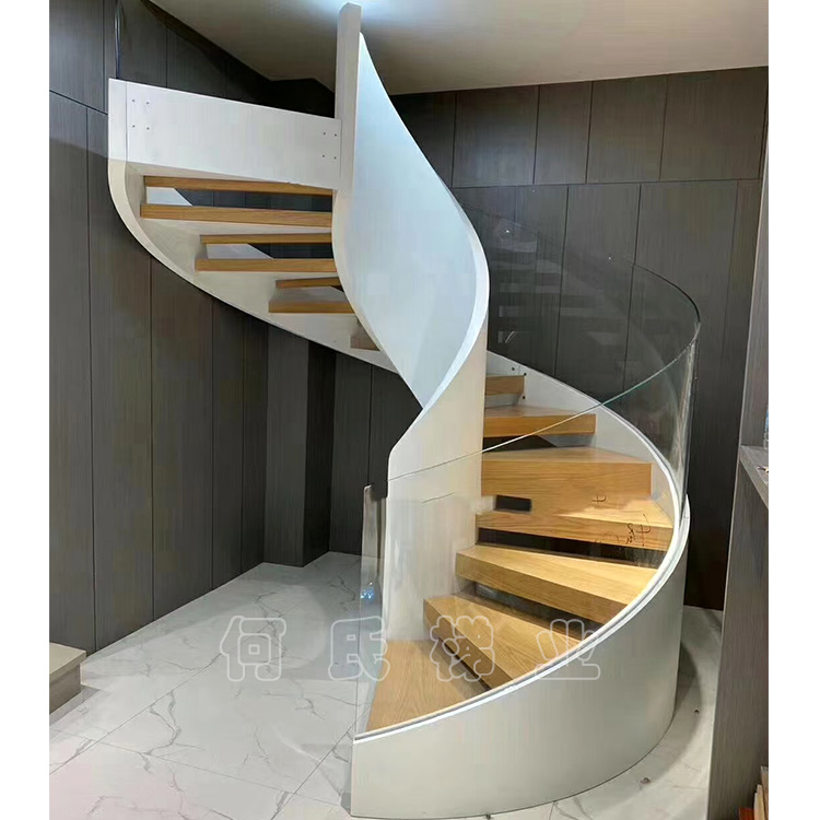 商场弧形旋转楼梯 旋转钢木工程楼梯计算公式图解