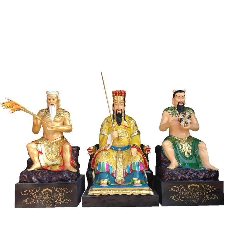 人文始祖三皇大帝神像 树脂彩绘天皇 地皇 人皇佛像图片