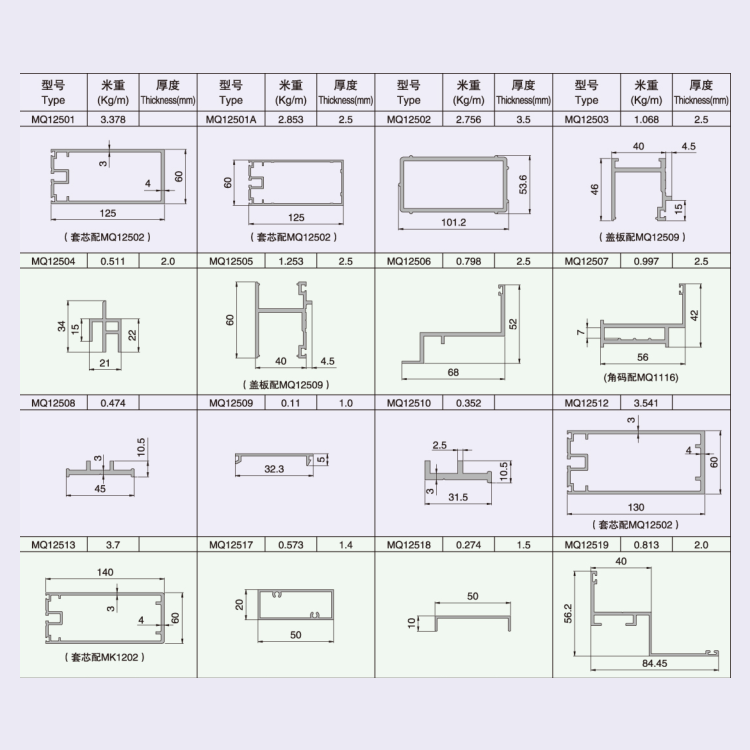 湖北罗翔工业铝型材 mq150系列幕墙铝型材加工厂家