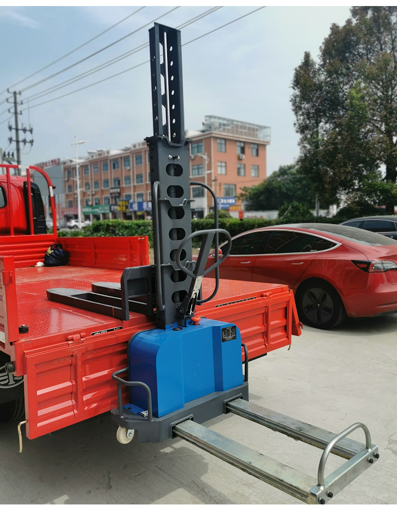 优程500kg自体登高车电瓶堆高车自登车自动汽车装卸车升降叉车