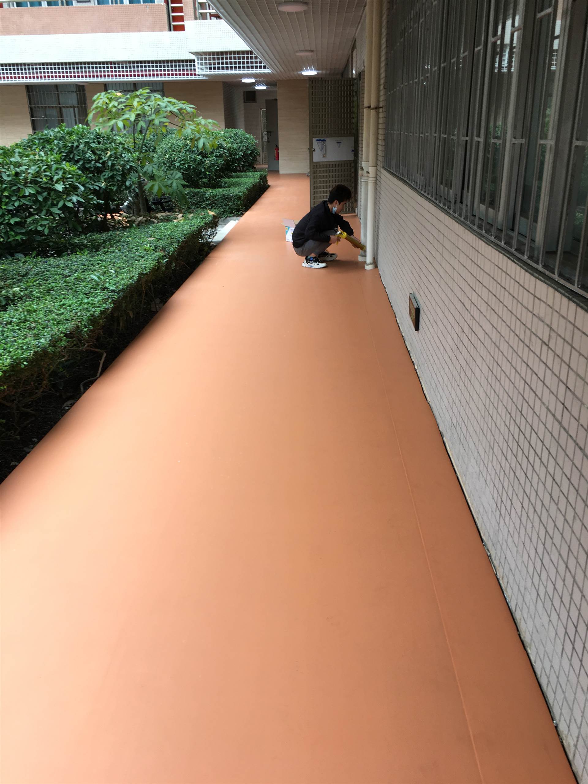 新作| 学校教学楼走廊pvc胶地板铺装工程