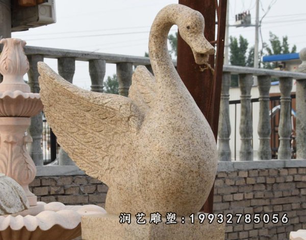 大理石展翅鹅公园雕塑