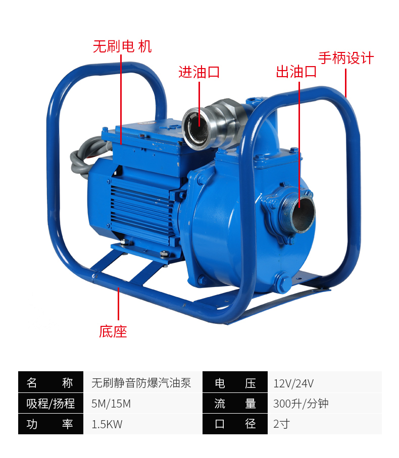 大流量防爆汽油抽油泵12v24v220v电动柴油计量导油泵油罐车卸油泵