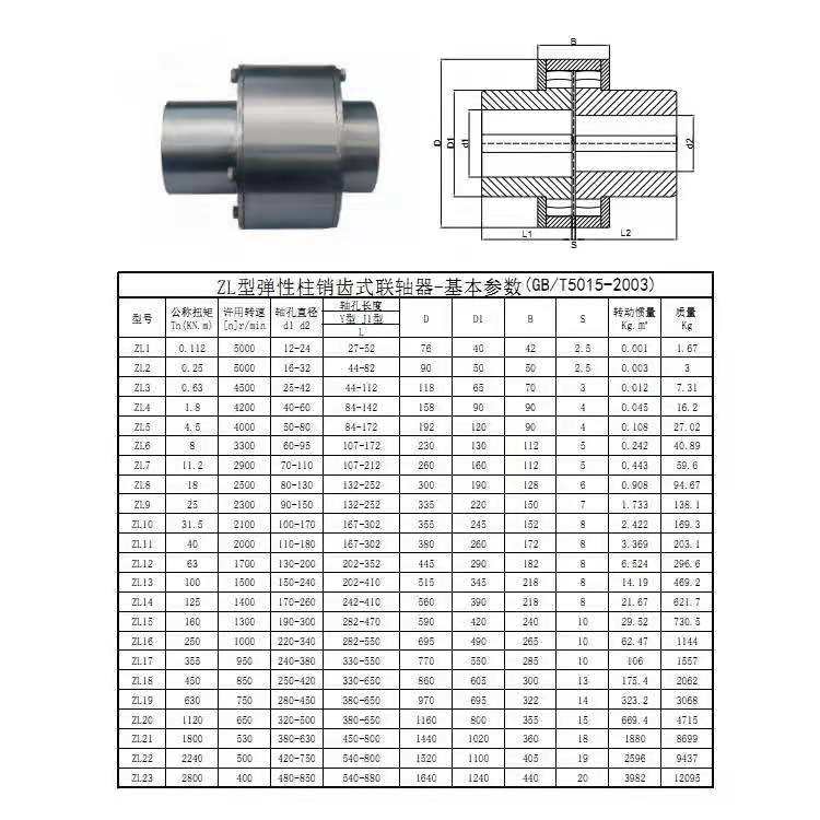 弹性柱销联轴器 zl齿式柱销联轴器 多种规格 支持定制