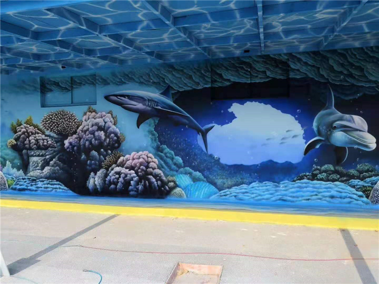 盐城3d墙绘公司海底世界墙体喷绘江苏新视角彩绘工作室