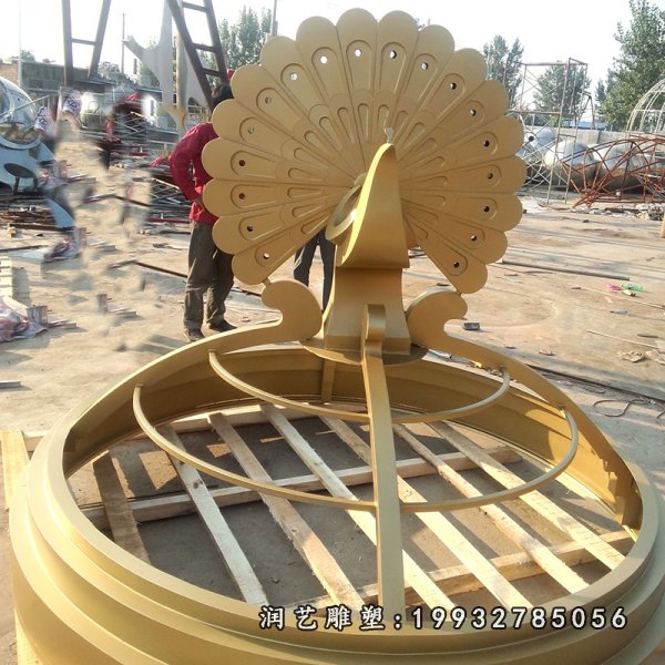 不锈钢孔雀抽象雕塑