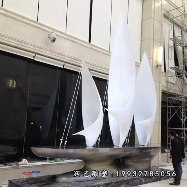 不锈钢抽象船雕塑