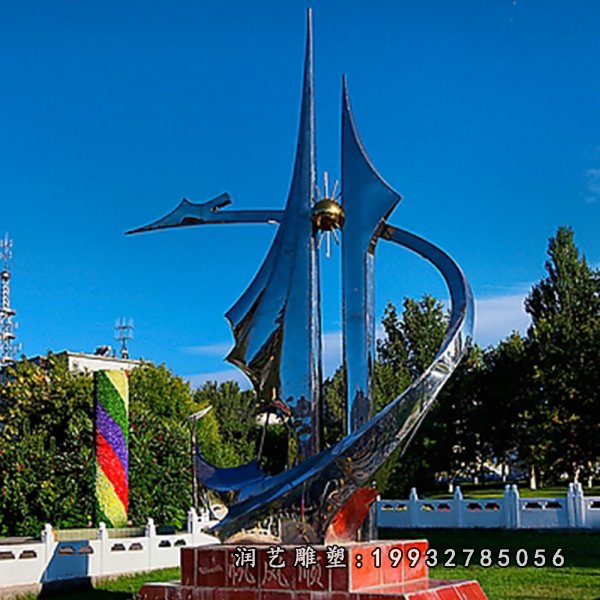 不锈钢景观船雕塑