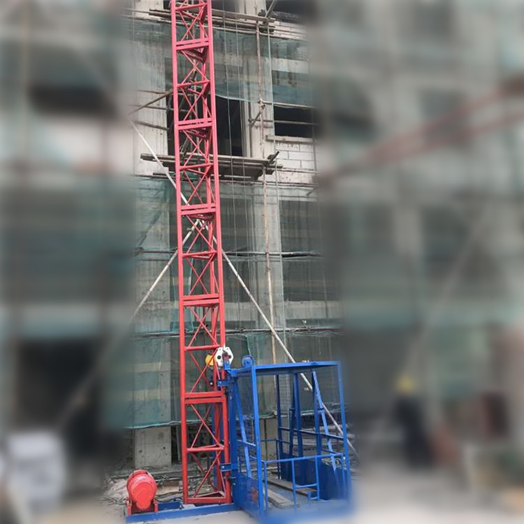 工地盖楼施工升降机单柱单笼安全双防坠器货物施工升降机设备