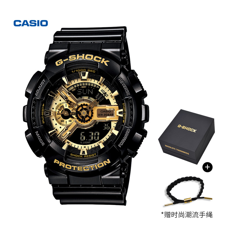 casio旗舰店ga110gb黑金运动手表电子表男士卡西欧gshock