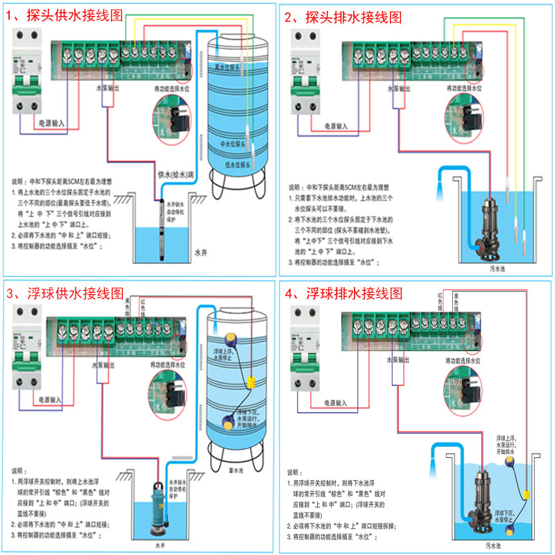 全智能水位感应抽水开关水泵水塔自动上水控制器家用220v液位泵宝