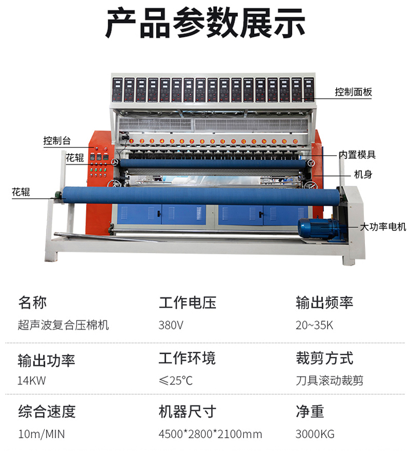 超声波压棉机全自动压纹机裥棉机布料复合压花机找联宇厂家