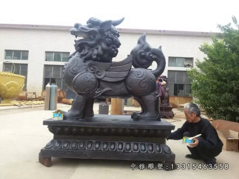 企业招财麒麟铜雕