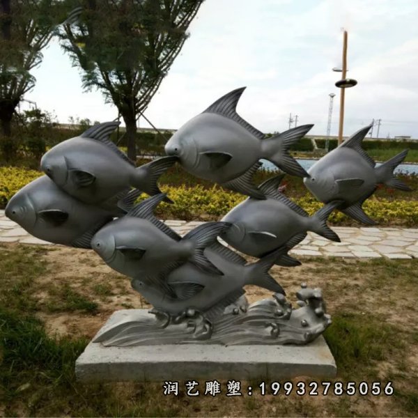 不锈钢公园鱼雕塑
