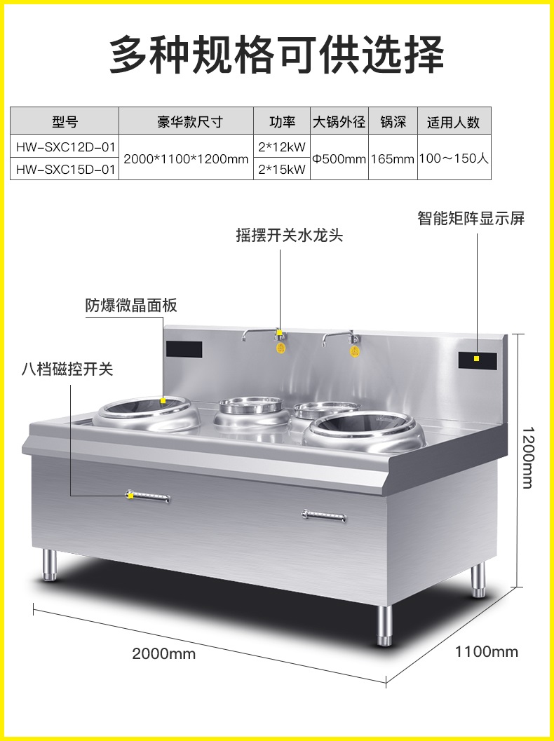 德玛仕双头双尾小炒大锅灶hw系列sxc12的15