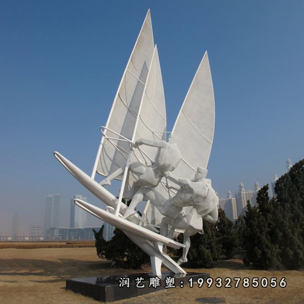 不锈钢抽象船雕塑