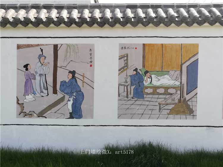 二十四孝墙绘定制南京文化墙手绘公司常州扬州上门服务新视角彩绘工作