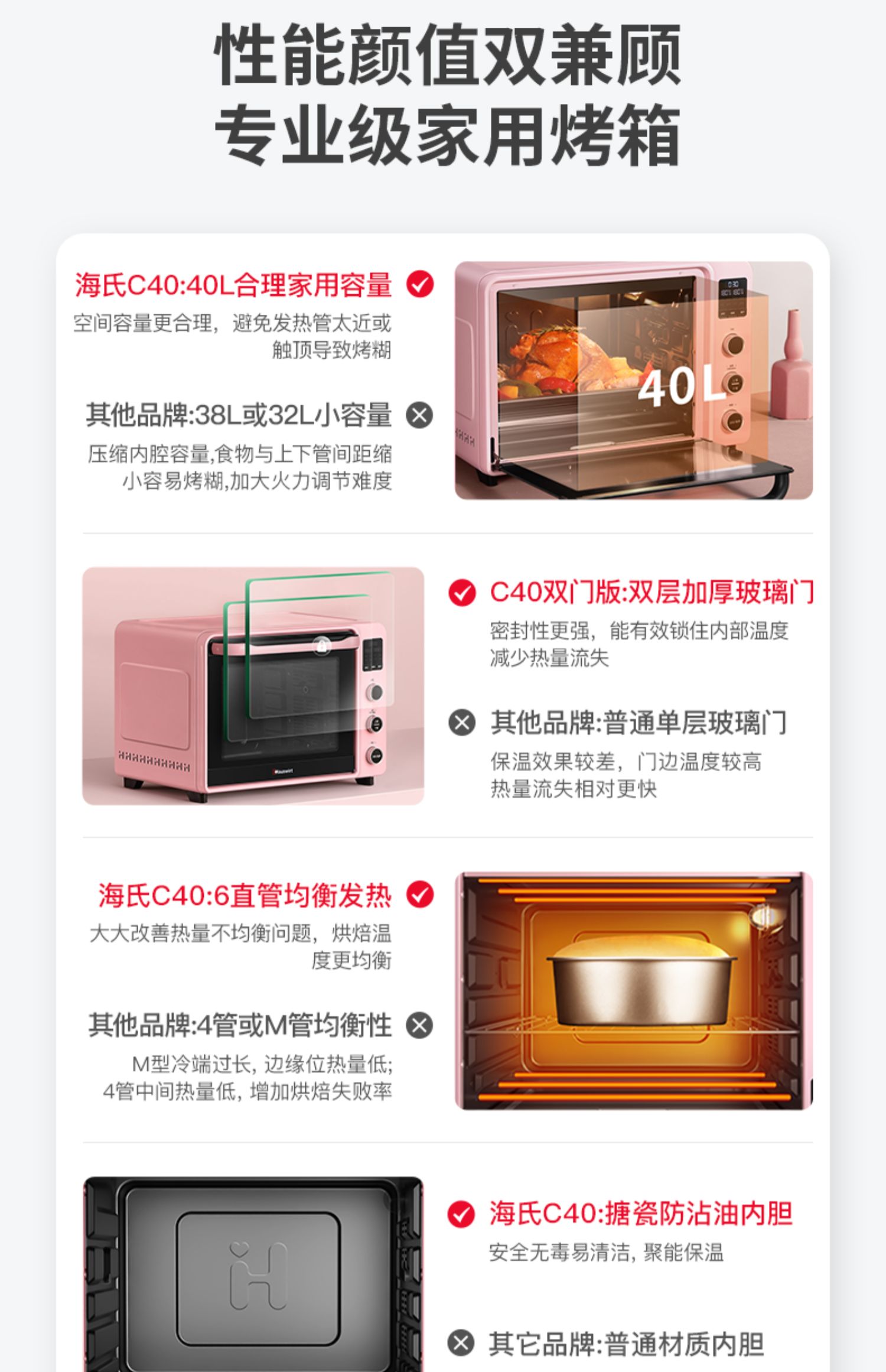 刘涛推荐海氏c40电烤箱家用烘焙多功能全自动小型烤箱大容量