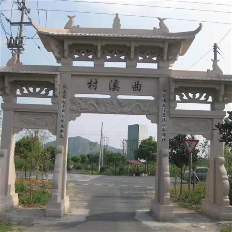 鑫研青石仿古石三门五门石雕牌坊景区寺庙入口石雕牌坊