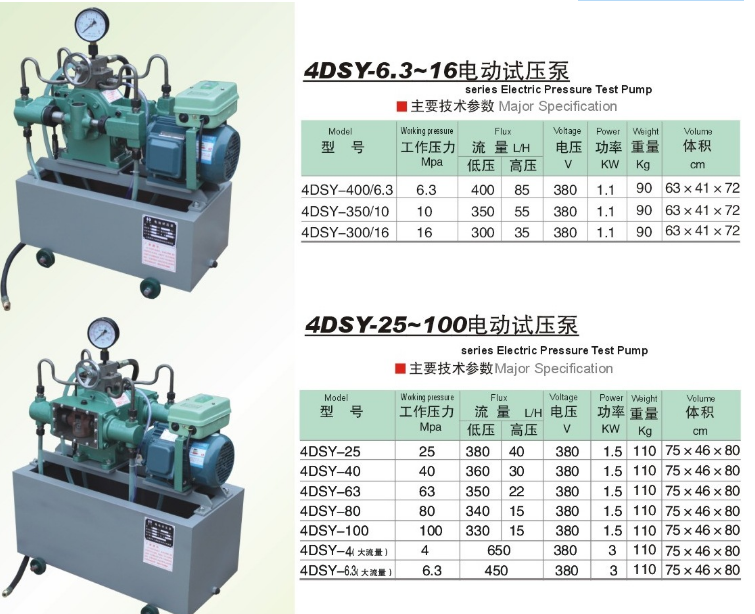 山能电动试压泵4dsy电动试压泵高压液体试验工具