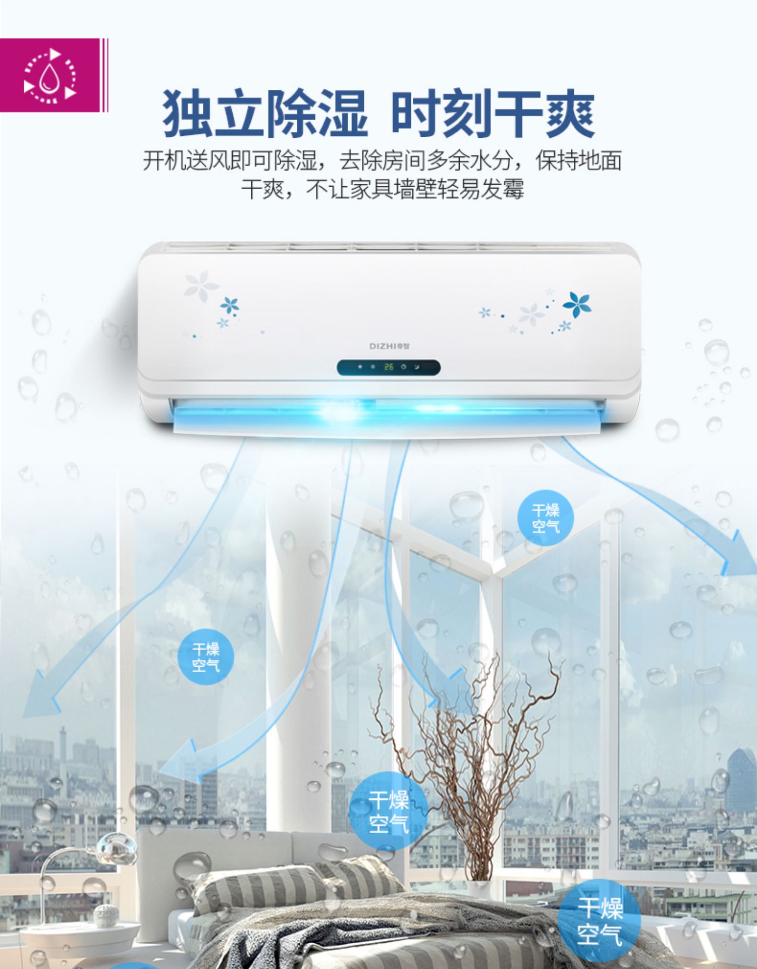 帝智家用壁挂式冷暖空调挂机单冷1p大15匹2p非变频节能省电静音