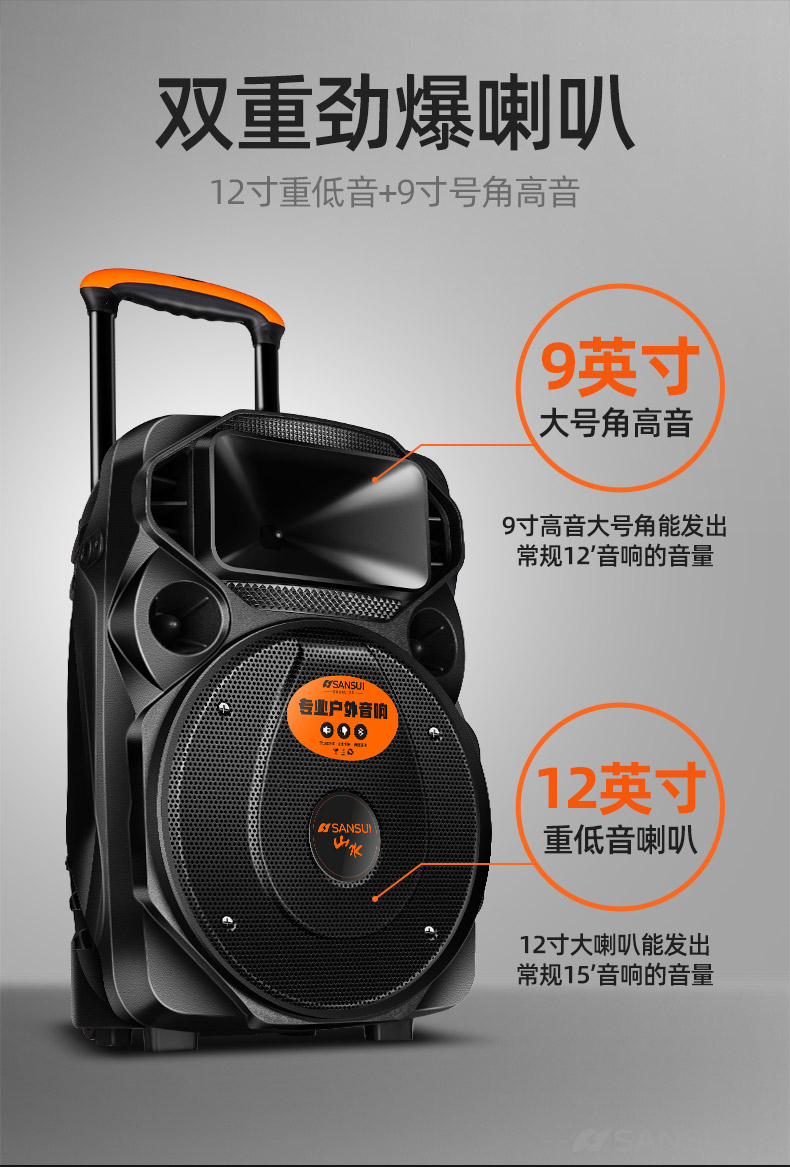 山水a12-66广场舞音响户外k歌移动拉杆音箱大功率重低音唱歌跳舞演出