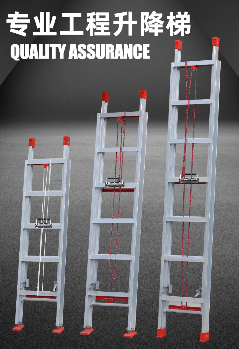 铝合金伸缩直梯子工程户外单梯折叠爬梯抽拉梯室外升降8米阁楼梯