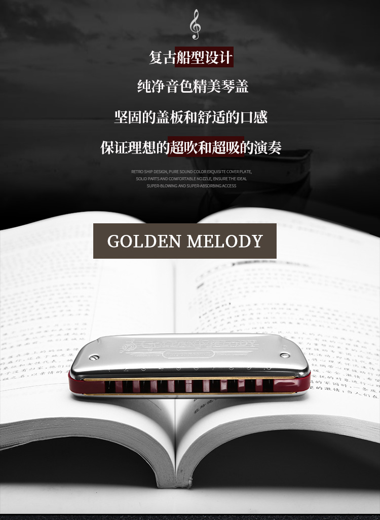 hohnergoldenmelody10十孔布鲁斯口琴gm蓝调初学超吹款