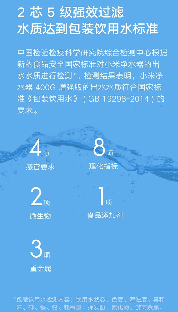 小米净水器400g增强厨下式ro反渗透自来水过滤器500600g800g1a