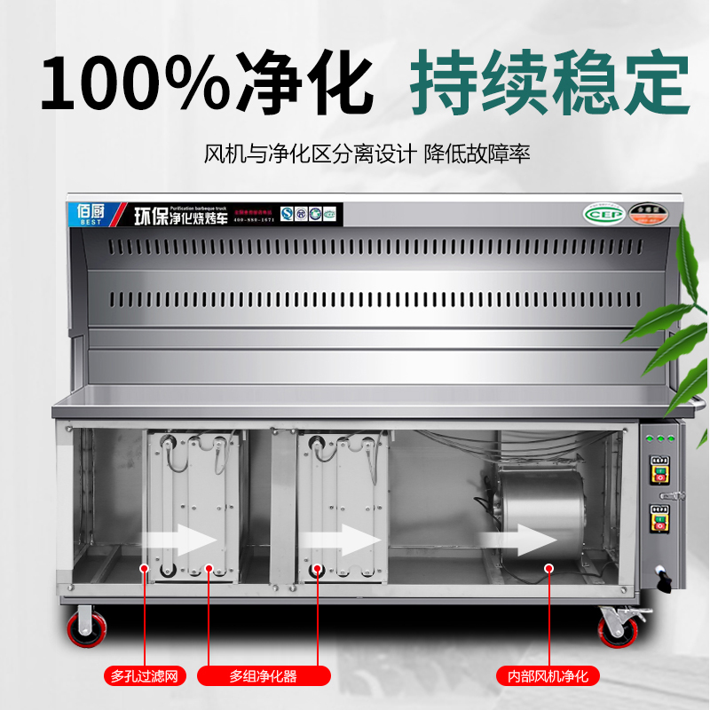 无烟烧烤炉商用摆摊移动夜市木炭净化器烧烤机户外环保净化烧烤车