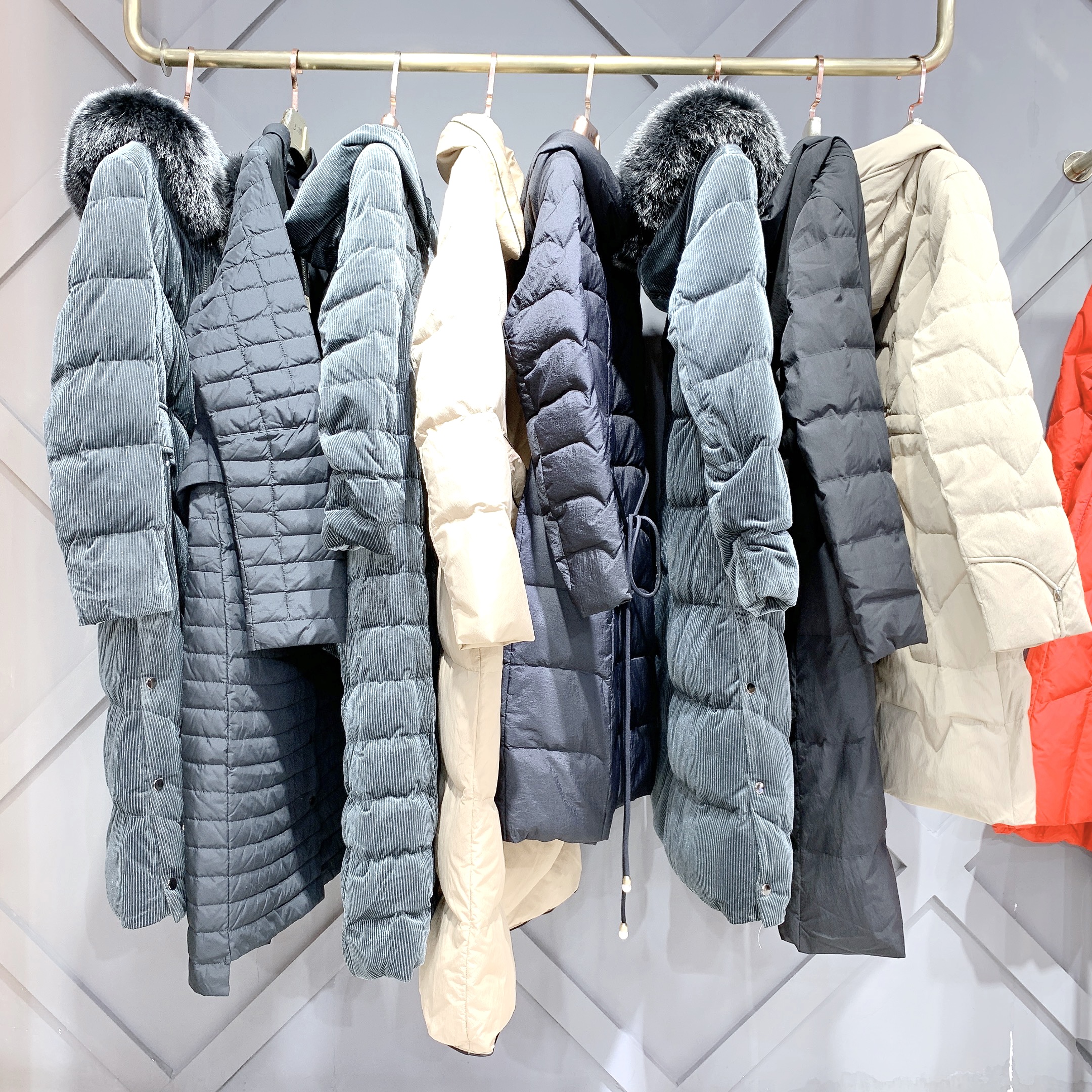 品牌折扣女装海蔓娇娜羽绒服冬西子风情女装百丽连衣裙视频看货