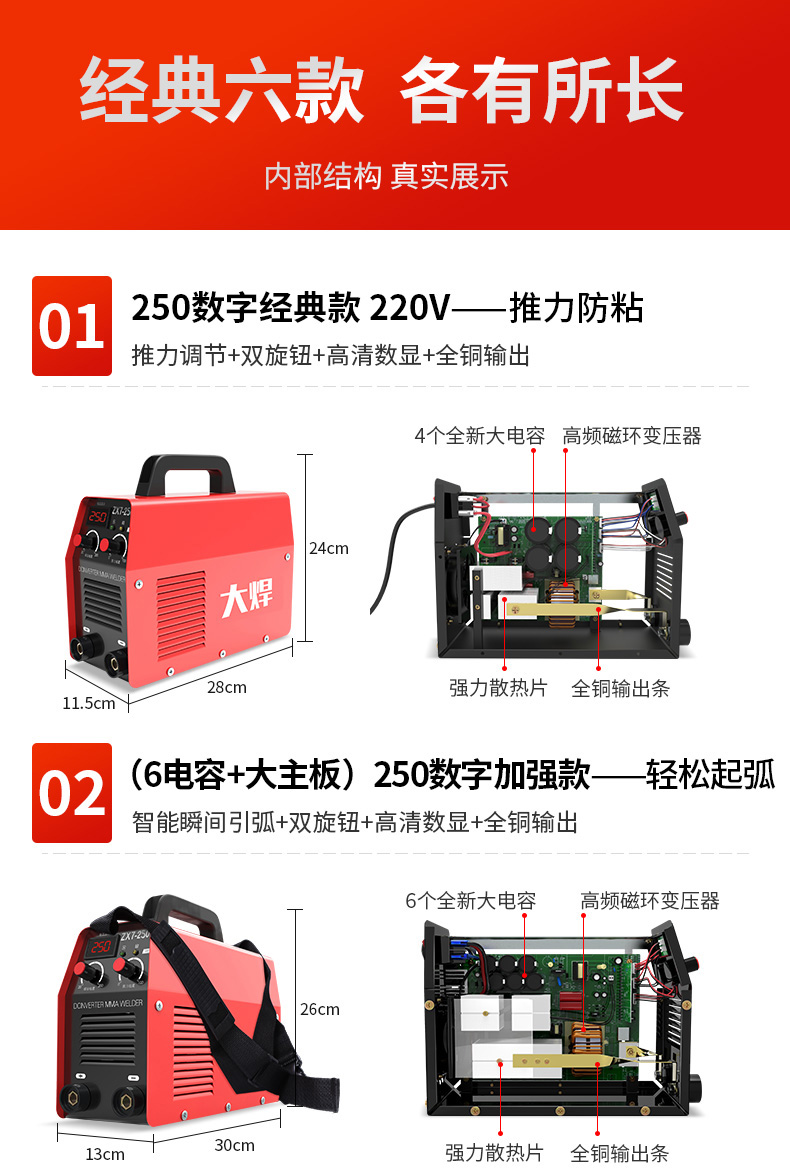 大焊电焊机220v家用小250315两用380v便携式小型全铜双电压焊机