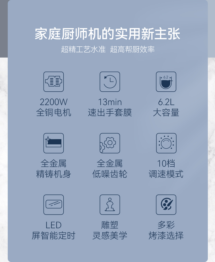 casdon凯度k5静音厨师机家用和面机搅面小型揉面多功能全自动