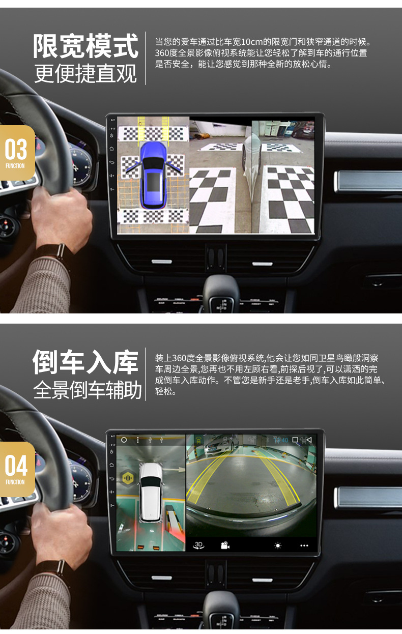 3d汽车载360度全景行车记录仪高清24四路监控摄像头倒车影像系统