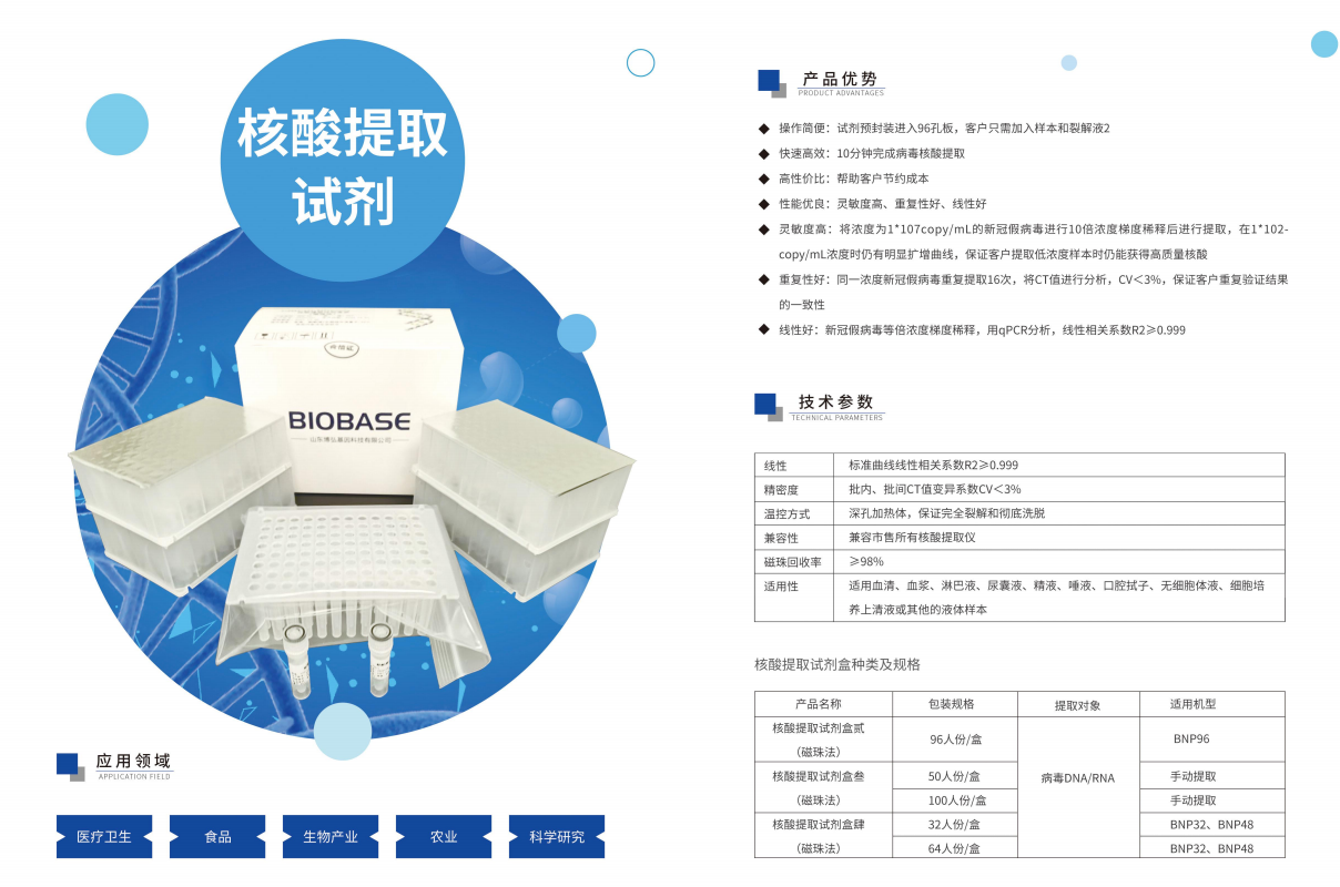 biobase博科32人份提取核酸提取试剂盒ii适用于32通道提取仪