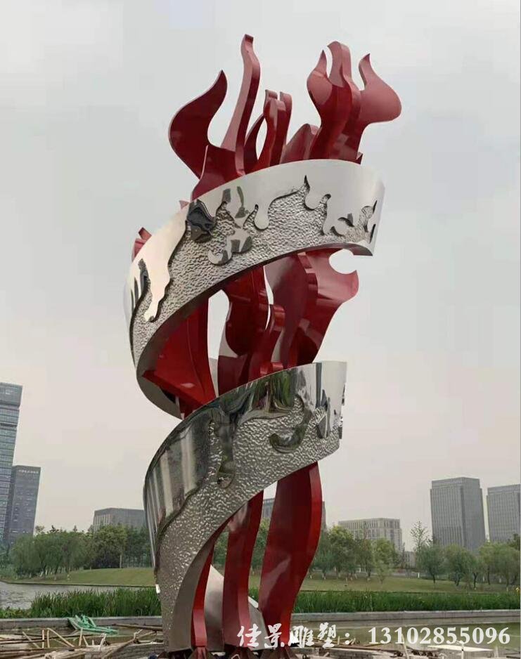 不锈钢火炬雕塑 大型不锈钢雕塑定制