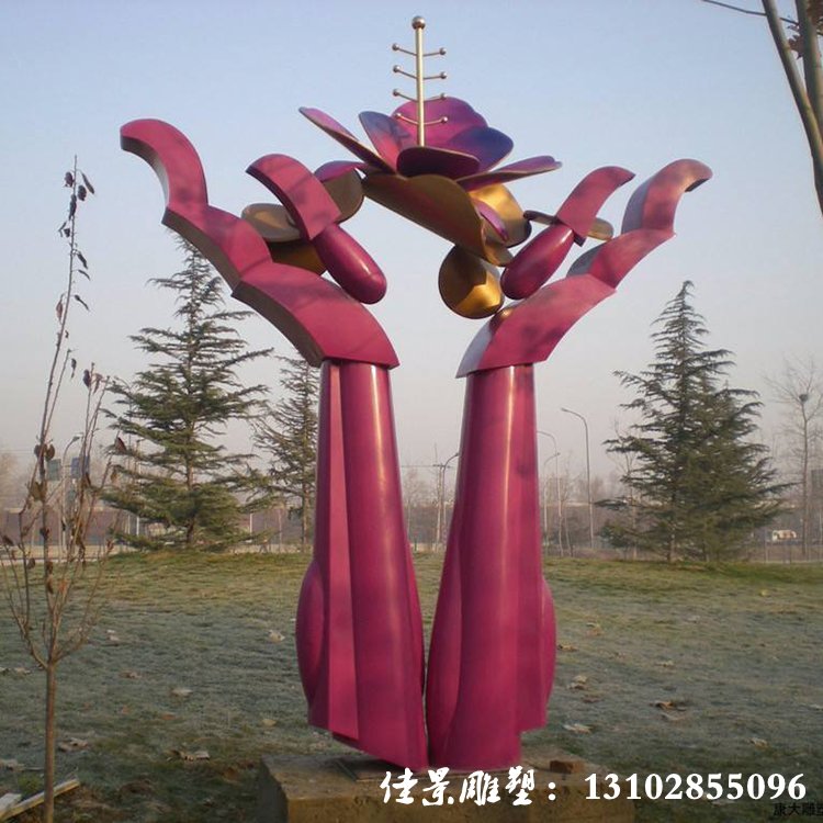 不锈钢花朵雕塑定做 抽象镂空花纹艺术景观