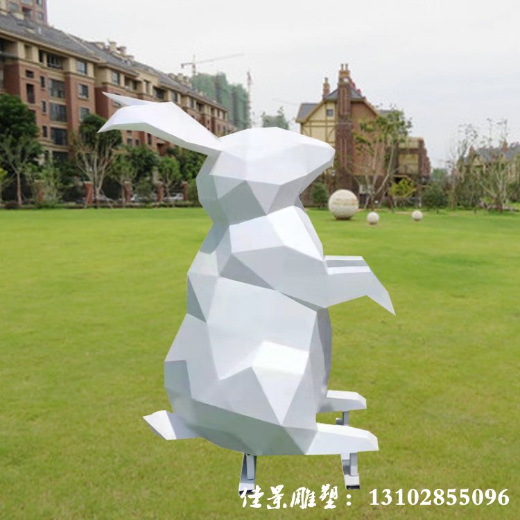 喷漆兔子雕塑 不锈钢动物雕塑