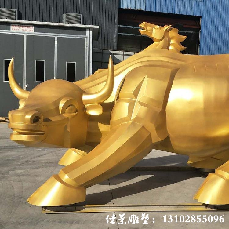 不锈钢创意牛雕塑 广场动物摆件