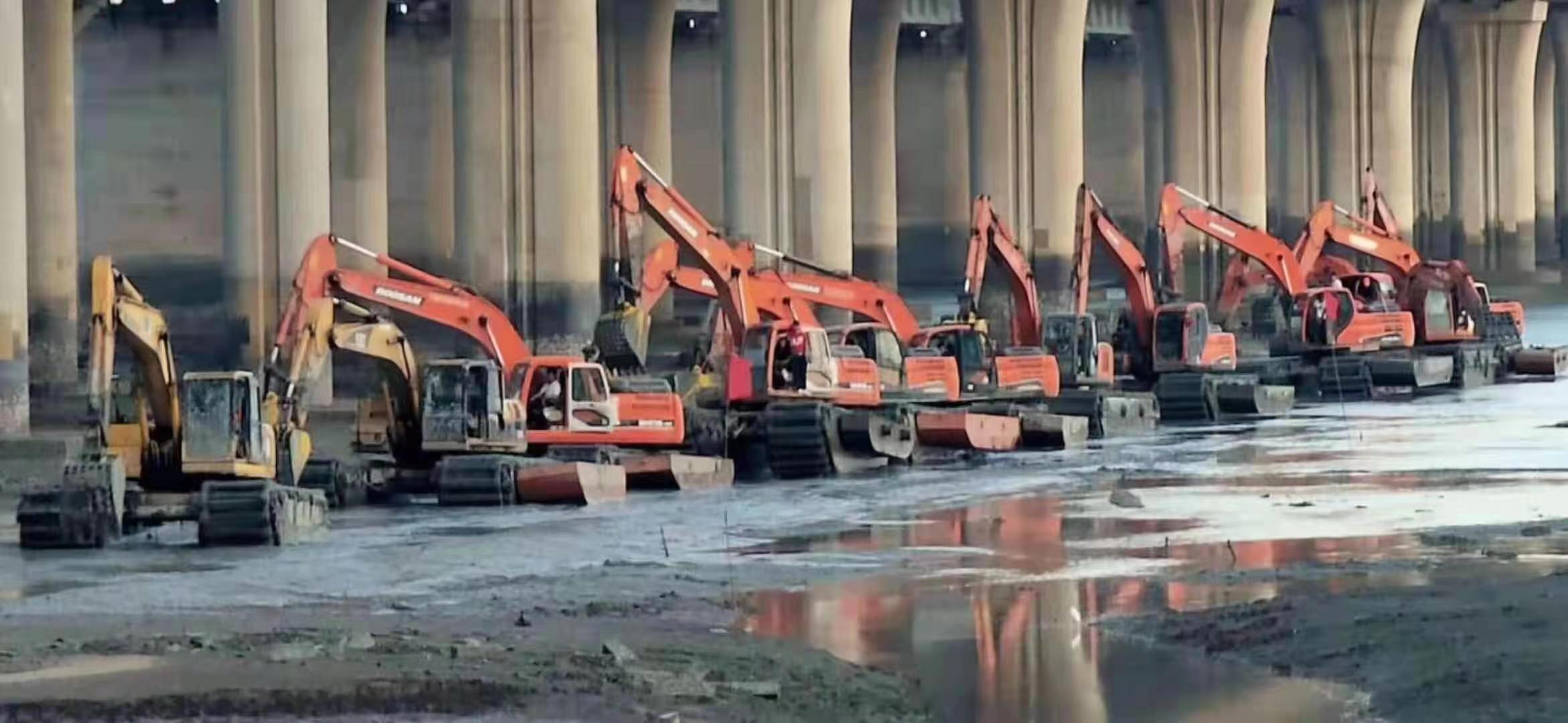 葫芦岛湿地水路两用勾机出租租赁