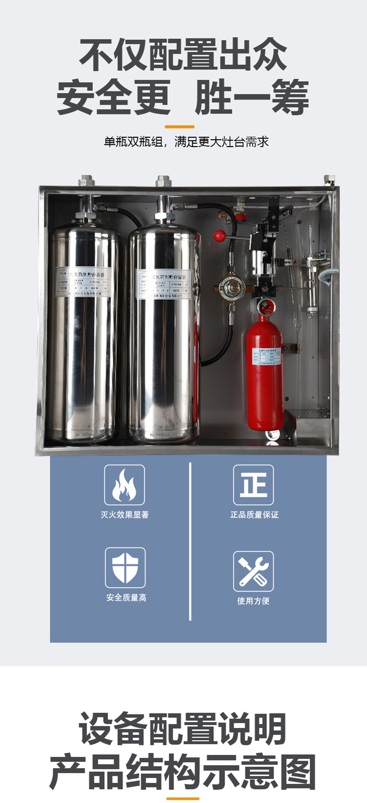 厨房自动灭火装置 系统设备-单罐双瓶组动火离人-酒店餐厅专用