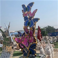 不锈钢蝴蝶群雕塑 花蝴蝶不锈钢雕塑