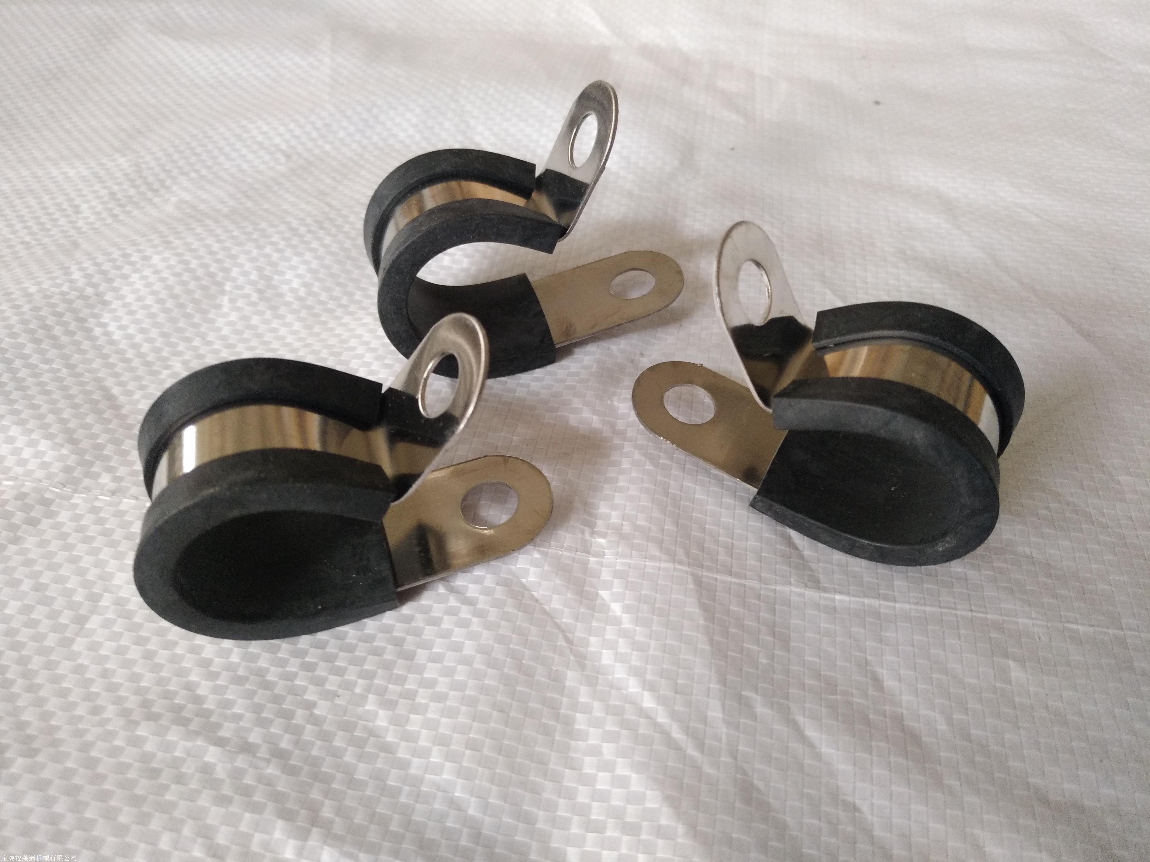 供应赤峰铁镀锌金属包胶管卡 Φ22r型包胶卡箍 o型高压线束卡子厂