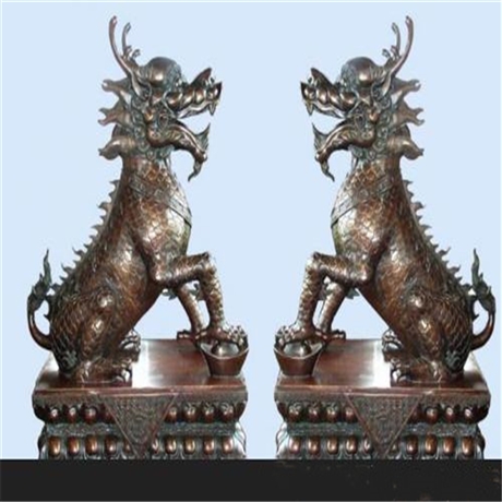 户外景区大麒麟制作 景观动物雕塑 世隆纯铜麒麟铸造