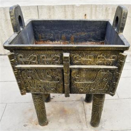 兽面纹铜方鼎制作 铸铜四方铜鼎雕塑 景观寺庙纯铜铸鼎