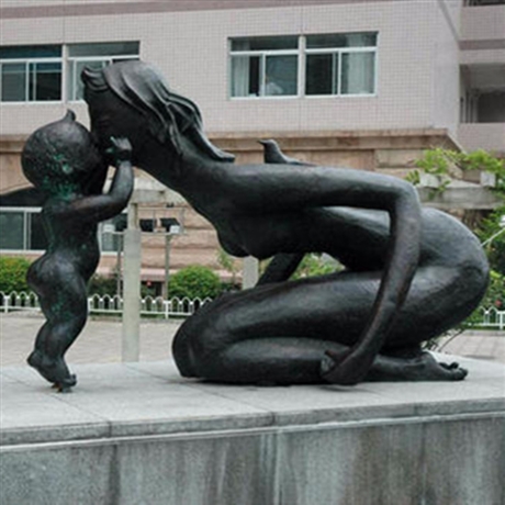 一家三口人纯铜雕塑 亲子人物铜雕  景区公园人物来图定制